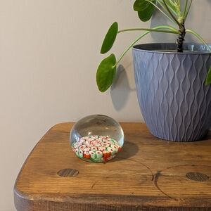 ANTIQUE Blown Glass Millefiori Paperweight Floral